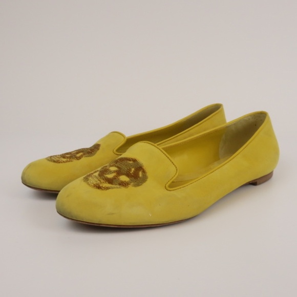 Alexander McQueen Sequin Skull Slippers Suede - Picture 3 of 8